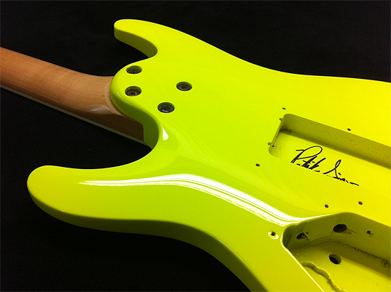 neon yellow ibanez guitar
