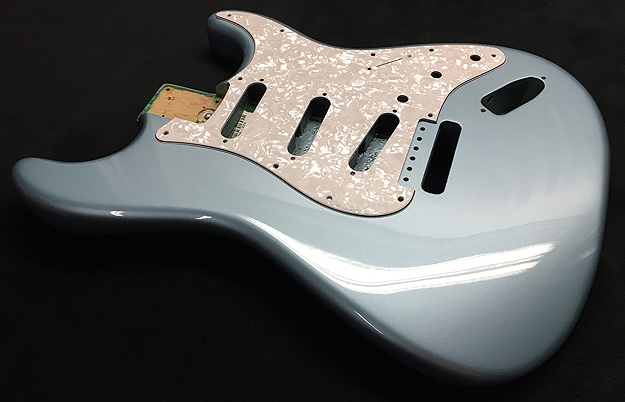 ice blue metallic fender guitar