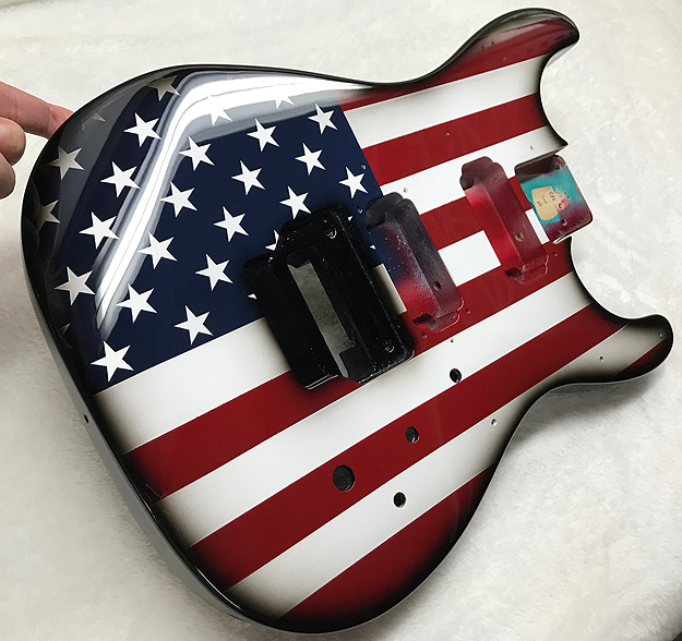 custom painted Fender guitar.